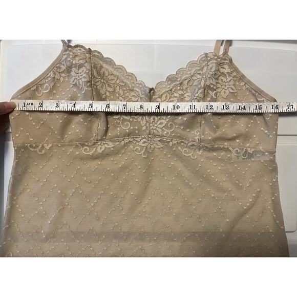 Vanity Fair Smooth Moves Y2K Lace Floral Camisole Top Beige Women’s Size XL - Picture 7 of 8